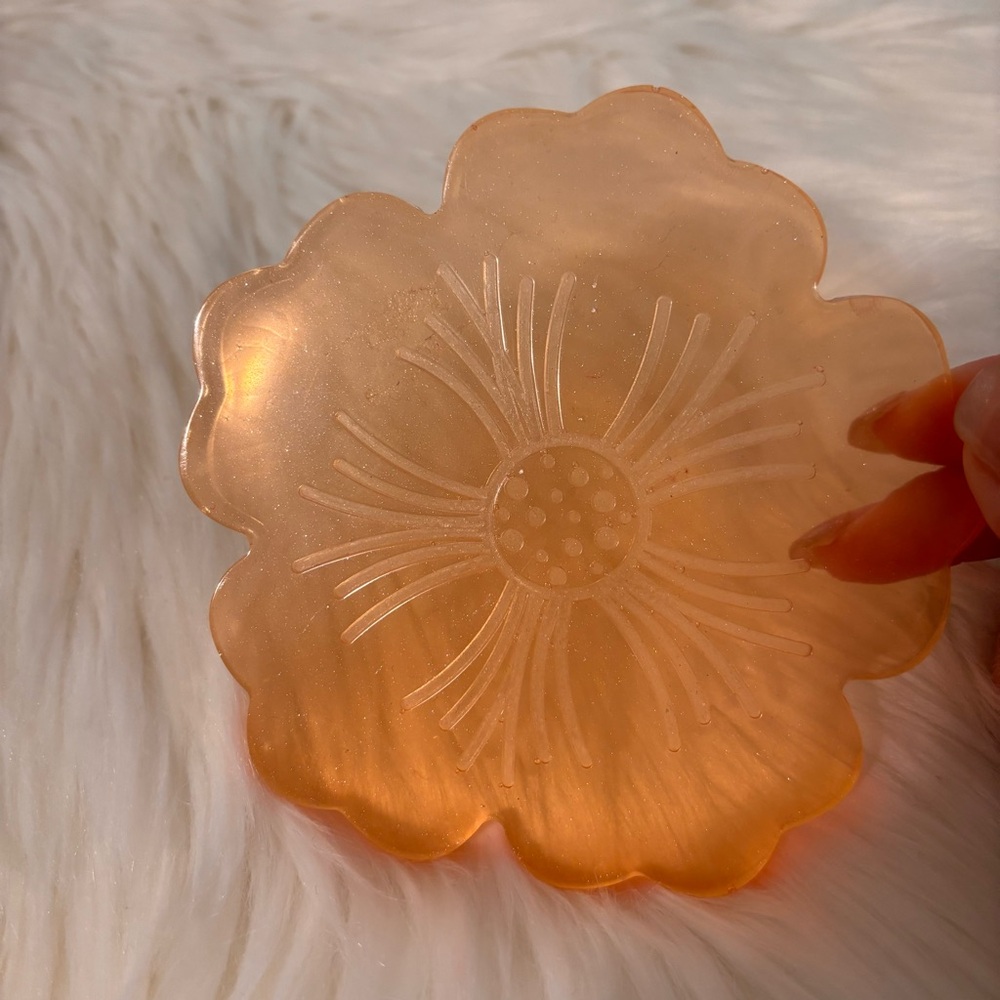 Handmade Orange Transparent Sakura Coaster *FLAWS*